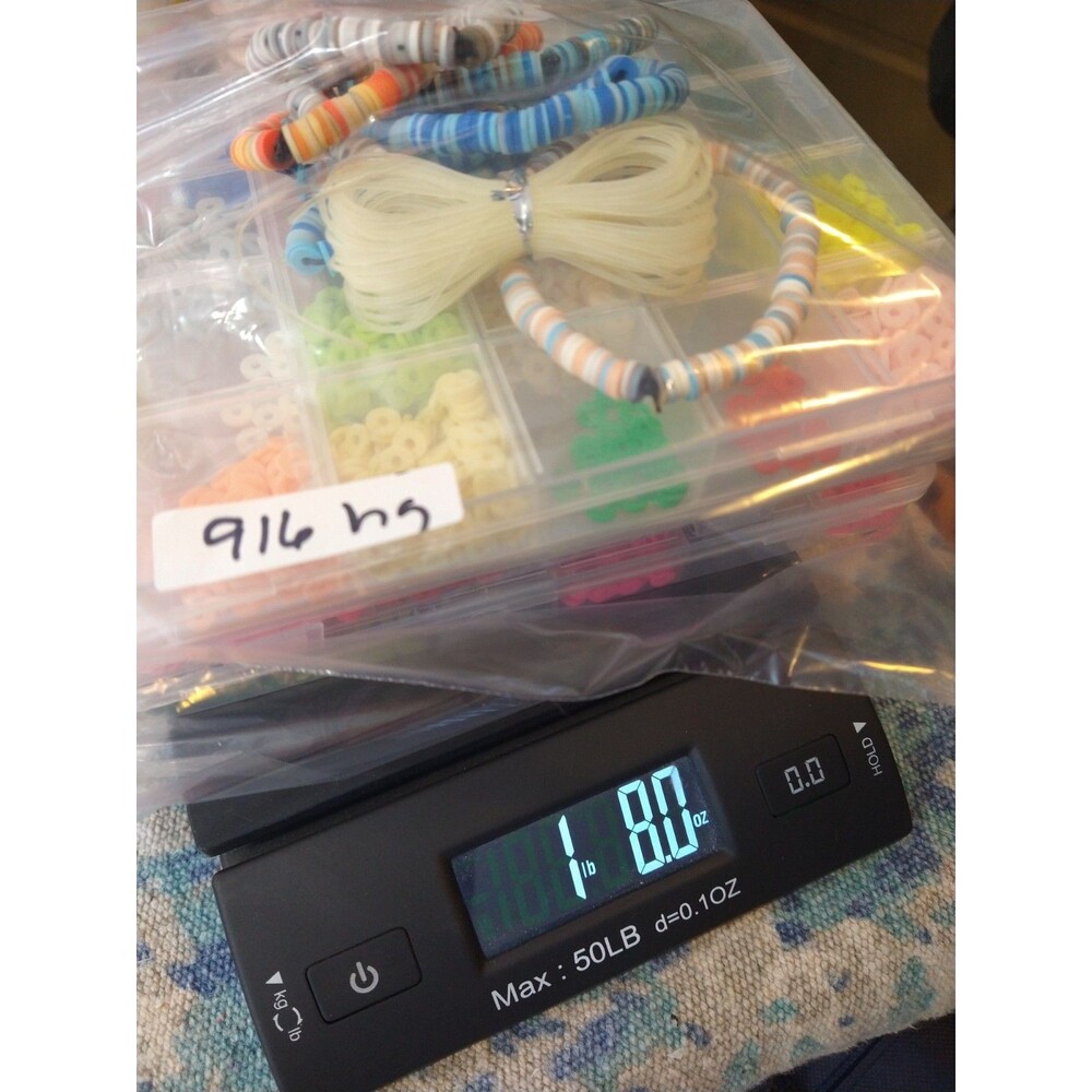 Lot of Crafting/Jewelry Heishi Vinyl Beads in cases + 5 Bracelets + bit of Cord - Picture 8 of 8